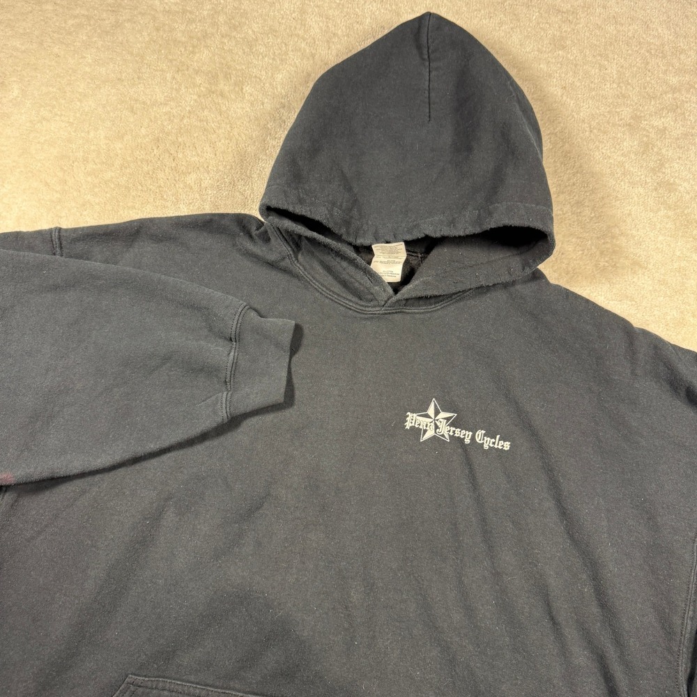 Gildan Hoodie Mens 2XL Black Penn Jersey Cycles Graphic Pullover Heavy Blend